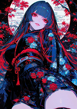 Anime Girl in Floral Kimono