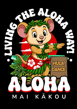 Cute Hula Dancing Mouse Illustration