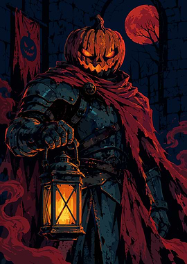 Pumpkin Head Knight with Lantern