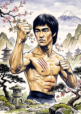 Martial Arts Master Japan Watercolo