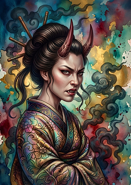 Oni Demon Woman in Kimono
