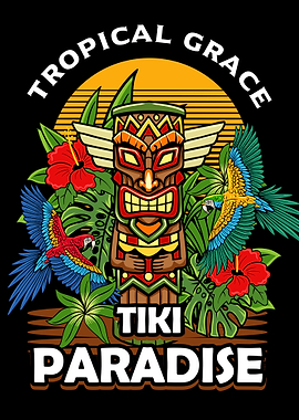 Tropical Grace Tiki Paradise Illustration