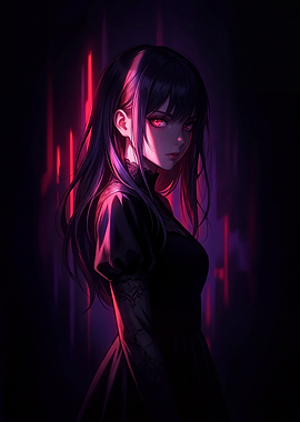 Anime Girl with Red Eyes
