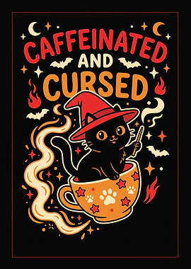 Caffeinated and Cursed Witch Cat