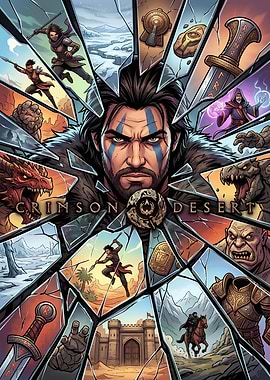 Crimson Desert Shattered Glass Poster