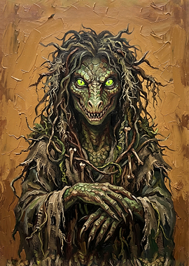 Swamp Witch Reptilian Creature Portrait