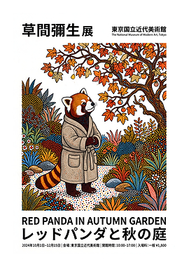 Red Panda in Autumn Garden Poster
