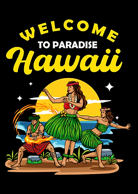 Welcome to Paradise Hawaii Illustration