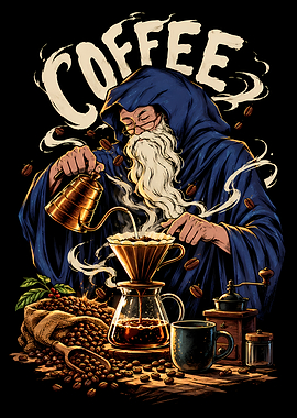 Wizard Brewing Coffee Illustration