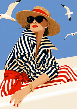 Stylish Woman in Nautical Fashion