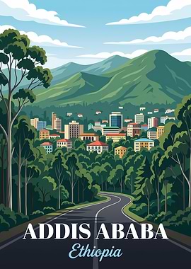Addis Ababa Ethiopia Travel Poster
