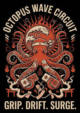 Octopus Wave Circuit Gaming Art