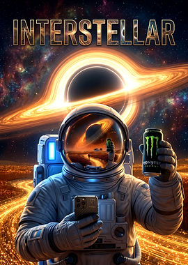 Interstellar Astronaut Drinking Monster Energy