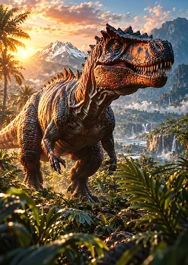 Majestic Tyrannosaurus Rex in Prehistoric Jungle
