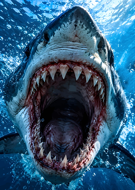 Great White Shark With Open Jaws