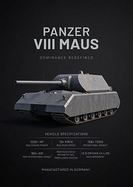 minimalist Panzer VIII Maus Tank Technical Poster