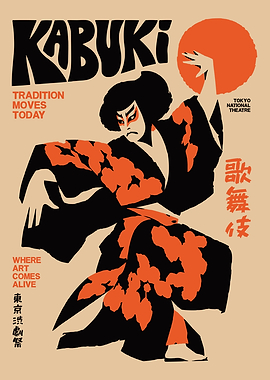 Kabuki Theater Traditional Japanese Poster