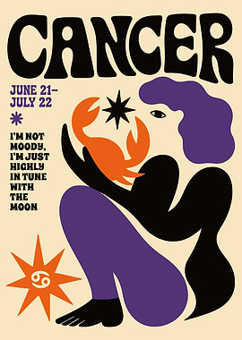 Cancer Zodiac Sign Retro Poster