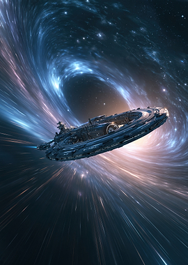 Spaceship Traveling Through a Wormhole