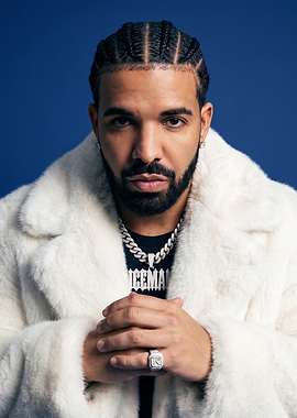 Drake Portrait in White Fur Coat