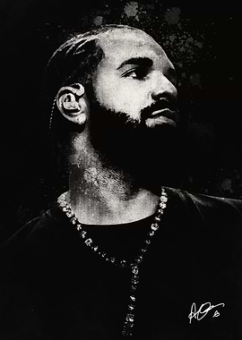 Drake Portrait Artistic Black and White