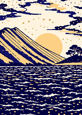 Golden Sun Over Mountain and Sea