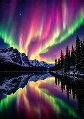 Forest at Lake Nothern Lights Nature