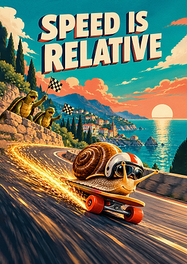 Speed Is Relative Snail Skateboard Poster