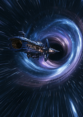 Spaceship Traveling Through a Wormhole