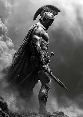 Spartan Warrior in Battle Stance