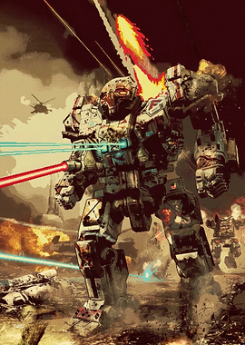 BattleTech Mech Warrior Combat Scene