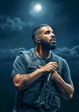 Drake Performing Under Moonlight