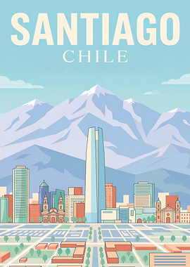 Santiago Chile Travel Poster
