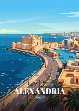 Alexandria Egypt Travel Poster