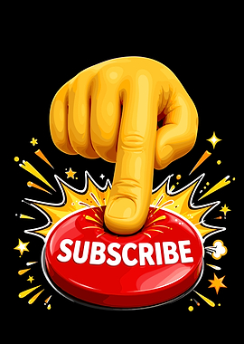 Subscribe Button Finger Press Illustration