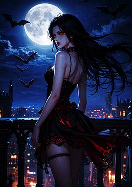 Vampire Queen Under Full Moon