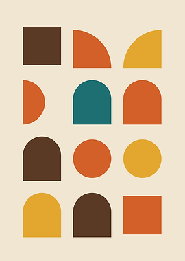 Burnt Orange and Teal Mid Century