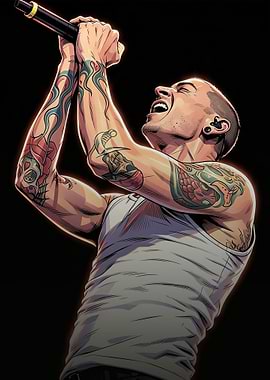 Chester Bennington Singing Illustration