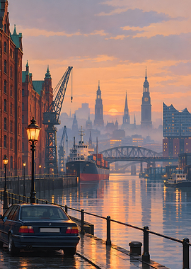 Hamburg Speicherstadt Sunset Harbor View