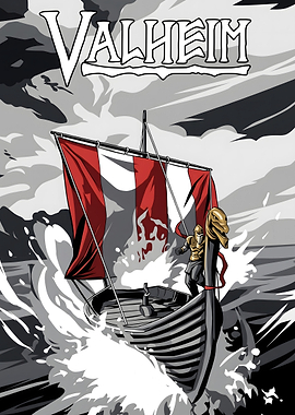 Valheim Viking Longship Poster