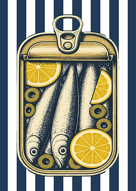Vintage Sardine Tin Illustration