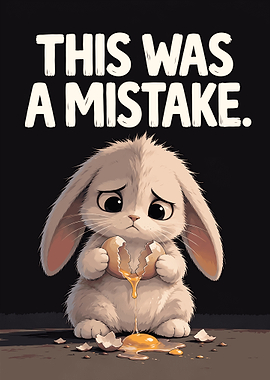 Sad Bunny With Broken Egg