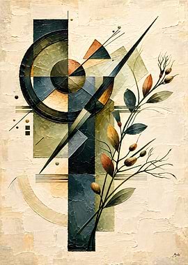 The Branch Beyond the Circle | Geometric Botanical Art