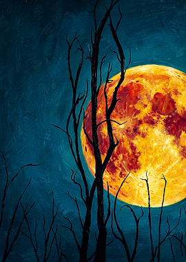 Blood Moon Tree Dark Fantasy Art