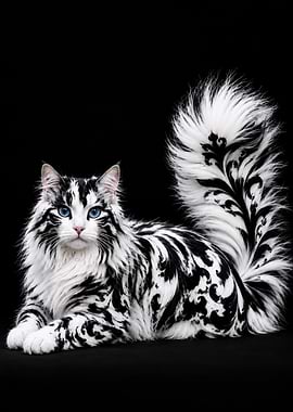 Elegant Black and White Patterned Cat
