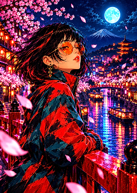 Anime Girl Under Cherry Blossoms