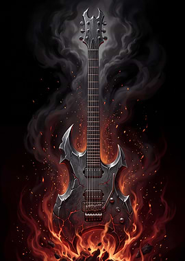 Fiery Heavy Metal Electric Guitar