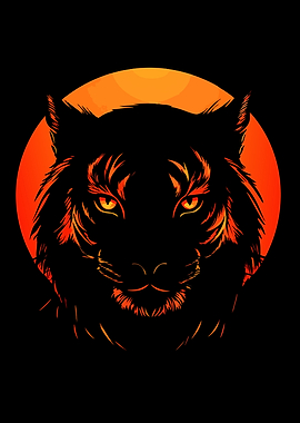 Fiery Tiger Silhouette Portrait