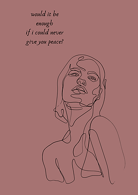 Minimalist Line Art Portrait with Quote