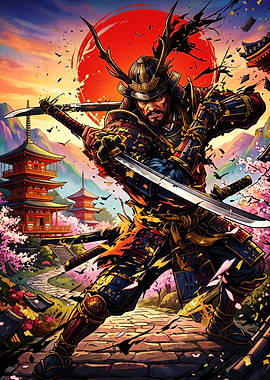 Fierce Samurai Warrior with Katana